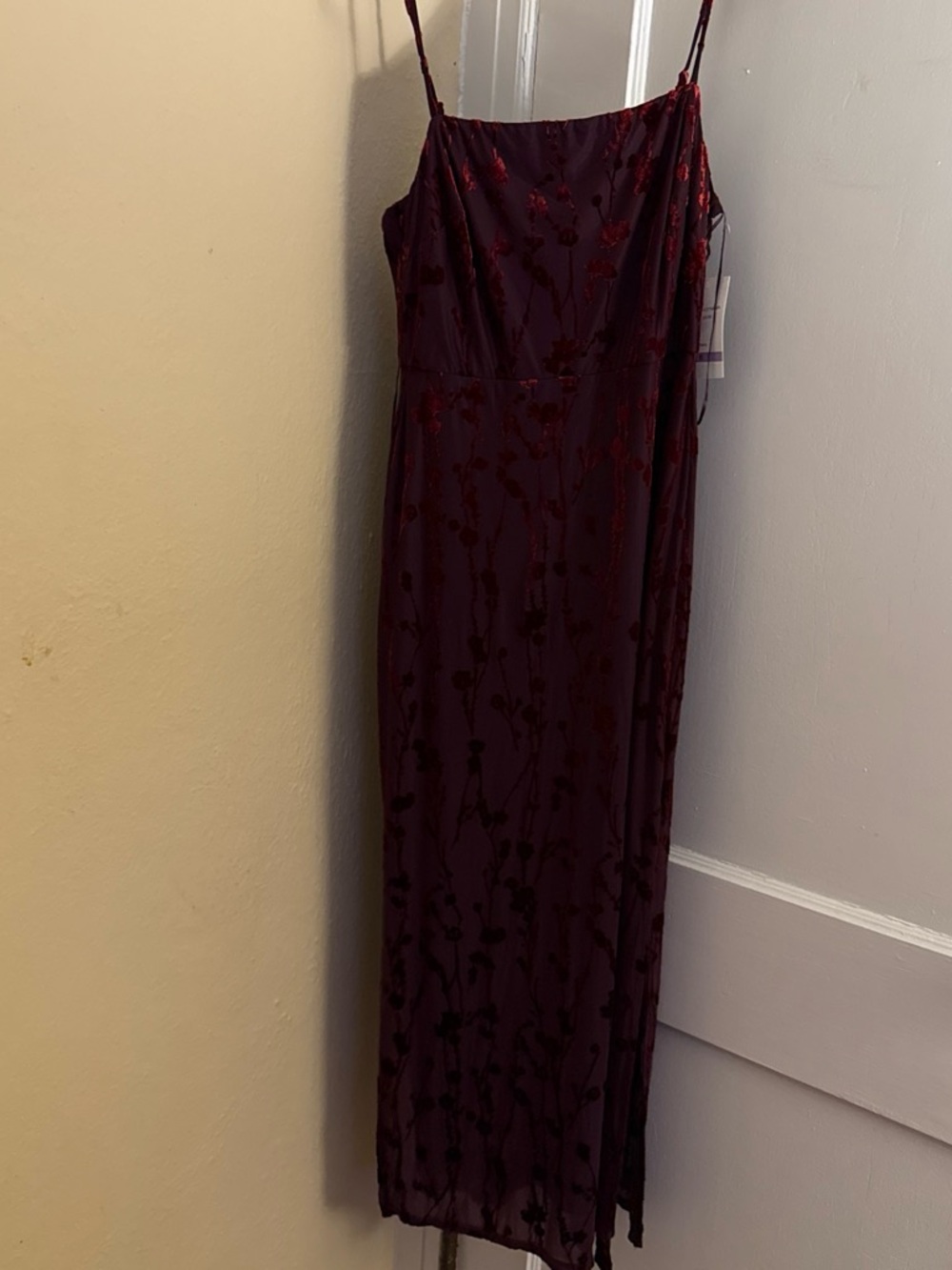 Taylor Burgundy Velvet Floral Maxi Slip Dress